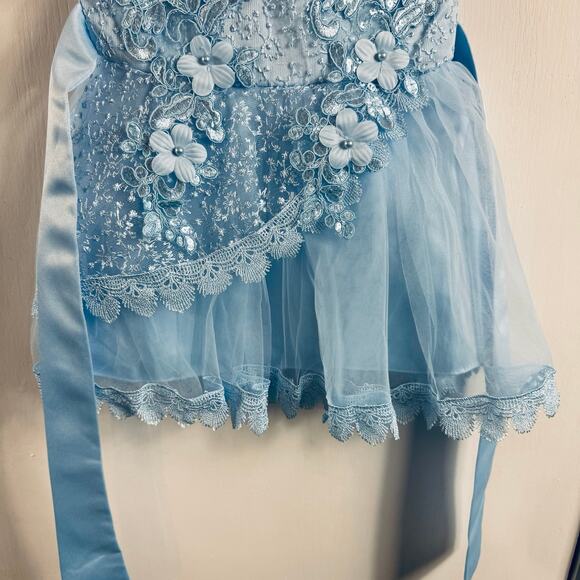 Blue Baby Ball Gown Flower Lace Tulle Dress 6–9M NWT - Picture 5 of 10